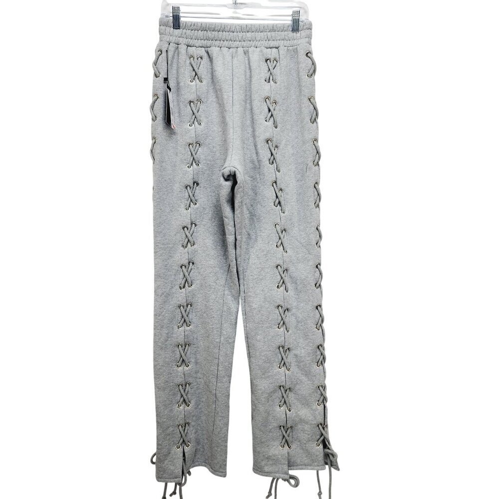 Luxe Allure Lace-Up Grey Womens Sweatpants Size XL